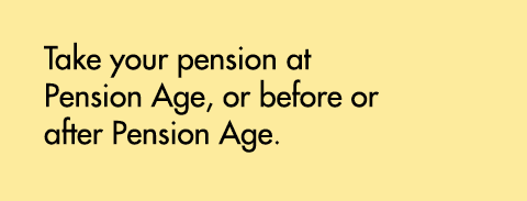 Take your pension at Pension Age, or before or after Pension Age.