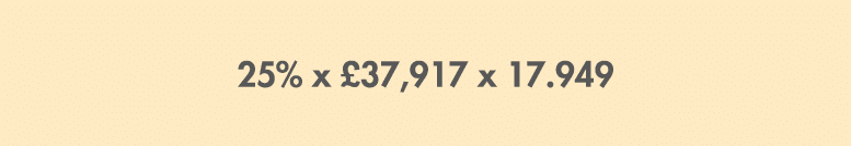 25% x £37,917 x 17.949