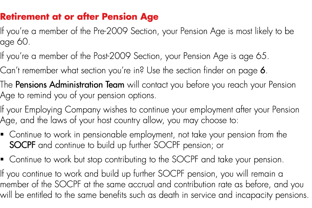Retirement at or after Pension Age If you’re a member of the Pre 2009 Section, your Pension Age is most likely to be ...